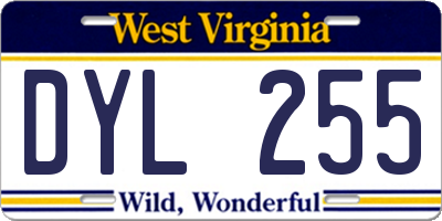 WV license plate DYL255