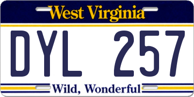 WV license plate DYL257