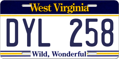 WV license plate DYL258