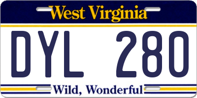 WV license plate DYL280