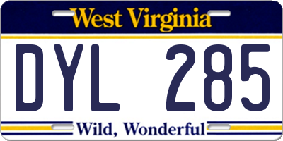WV license plate DYL285