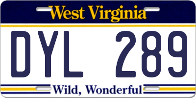 WV license plate DYL289