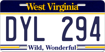 WV license plate DYL294