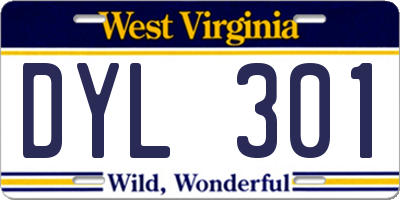 WV license plate DYL301