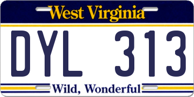 WV license plate DYL313