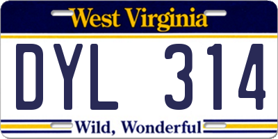 WV license plate DYL314