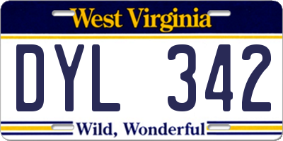 WV license plate DYL342