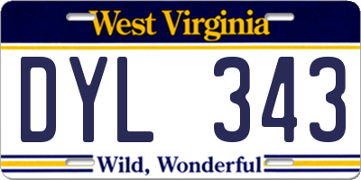 WV license plate DYL343