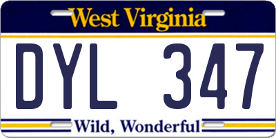 WV license plate DYL347
