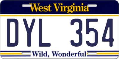WV license plate DYL354