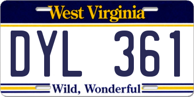 WV license plate DYL361