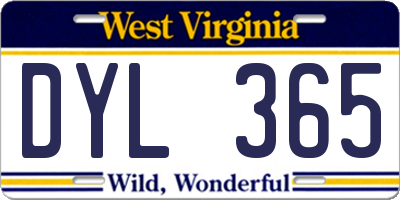 WV license plate DYL365