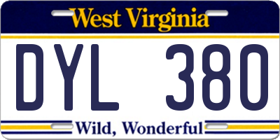 WV license plate DYL380