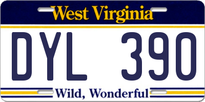 WV license plate DYL390
