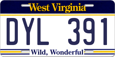 WV license plate DYL391
