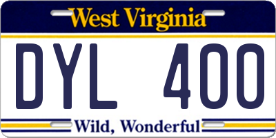 WV license plate DYL400