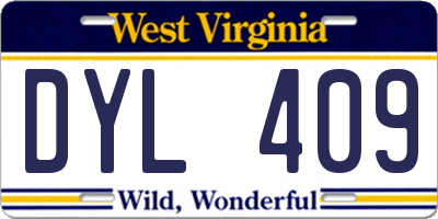WV license plate DYL409