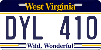 WV license plate DYL410