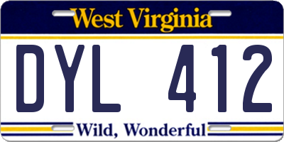 WV license plate DYL412