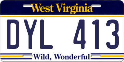 WV license plate DYL413