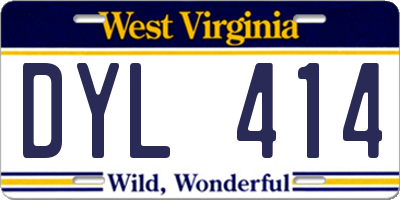 WV license plate DYL414