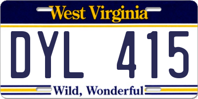 WV license plate DYL415
