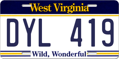 WV license plate DYL419