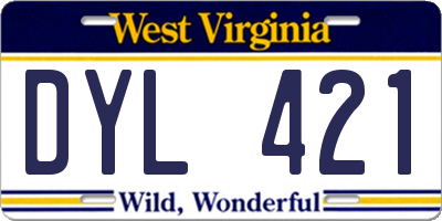 WV license plate DYL421