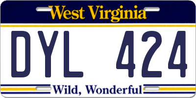 WV license plate DYL424