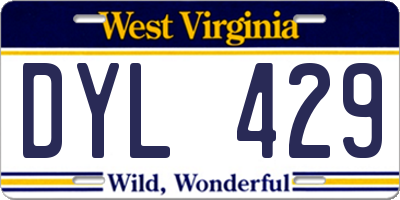 WV license plate DYL429