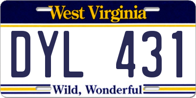 WV license plate DYL431