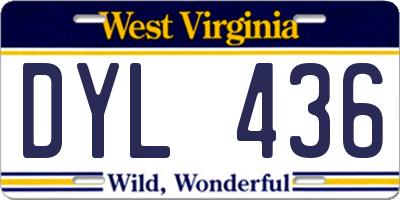 WV license plate DYL436