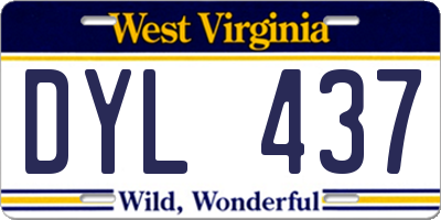 WV license plate DYL437