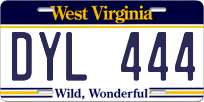 WV license plate DYL444