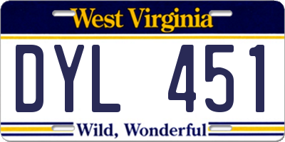 WV license plate DYL451