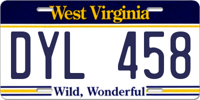 WV license plate DYL458