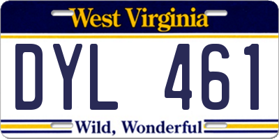 WV license plate DYL461