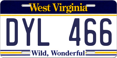 WV license plate DYL466