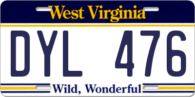 WV license plate DYL476