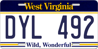 WV license plate DYL492