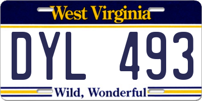 WV license plate DYL493