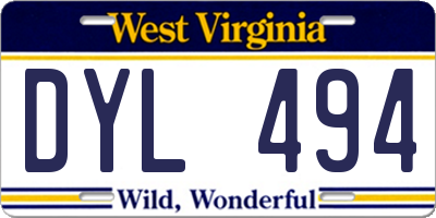 WV license plate DYL494