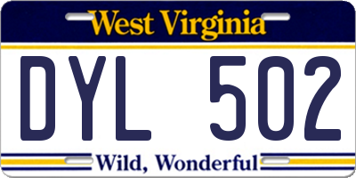 WV license plate DYL502