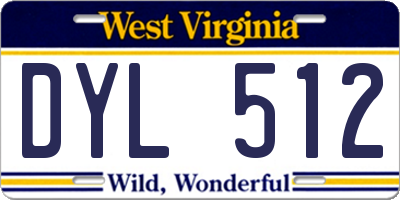 WV license plate DYL512