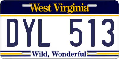 WV license plate DYL513