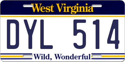 WV license plate DYL514