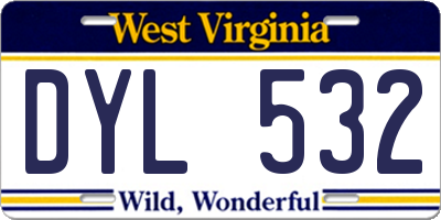 WV license plate DYL532