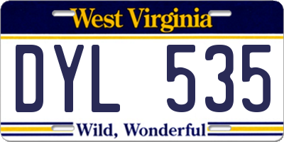 WV license plate DYL535