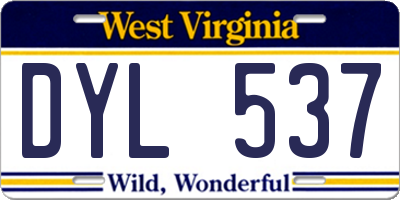 WV license plate DYL537