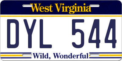 WV license plate DYL544